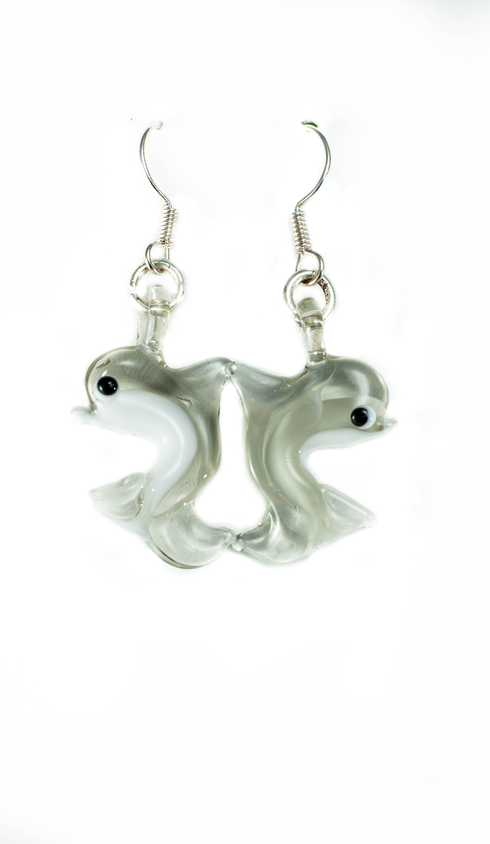 Naušnice Delfini siva prozirna